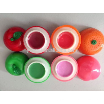 Popular hidratante fruta redonda Lip Balm Apple laranja forma com sabor diferente de pêssego